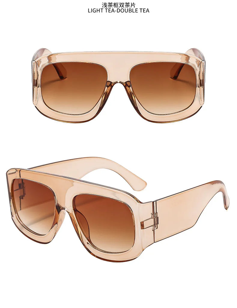 Vintage Exaggerated Square Sunglasses — Unisex Retro Rectangle Eyewear for Women & Men