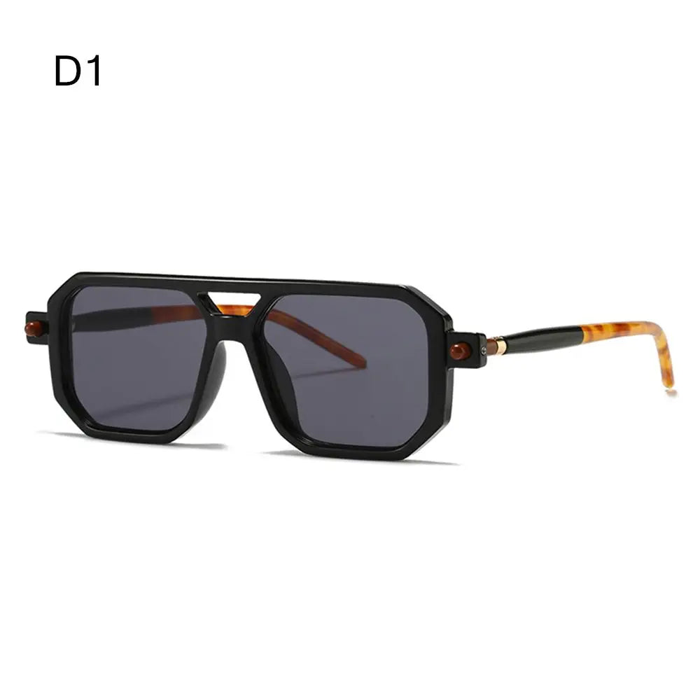 Retro Double Bridge Women Sunglasses Fashion Leopard Irregular Square Sun Glasses Men Trendy Street Wear Shades UV400 Eyewear