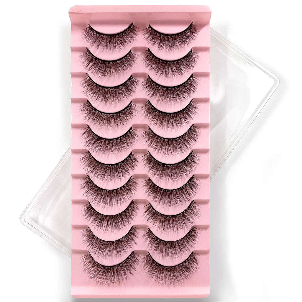10Pairs Multipack 3D Mink Lashes False Eyelashes Handmade Wispy Fluffy Long Lashes Natural Eye Makeup Tools Eye Lashes H13 E08
