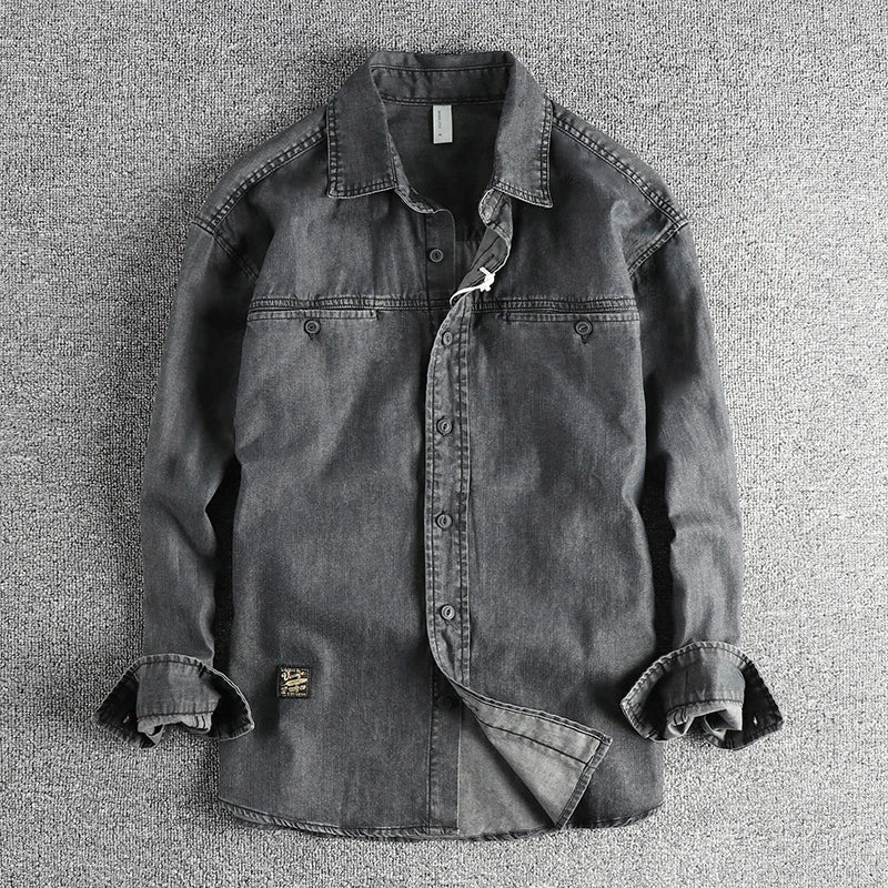 Heavy‑Washed Vintage Denim Shirt