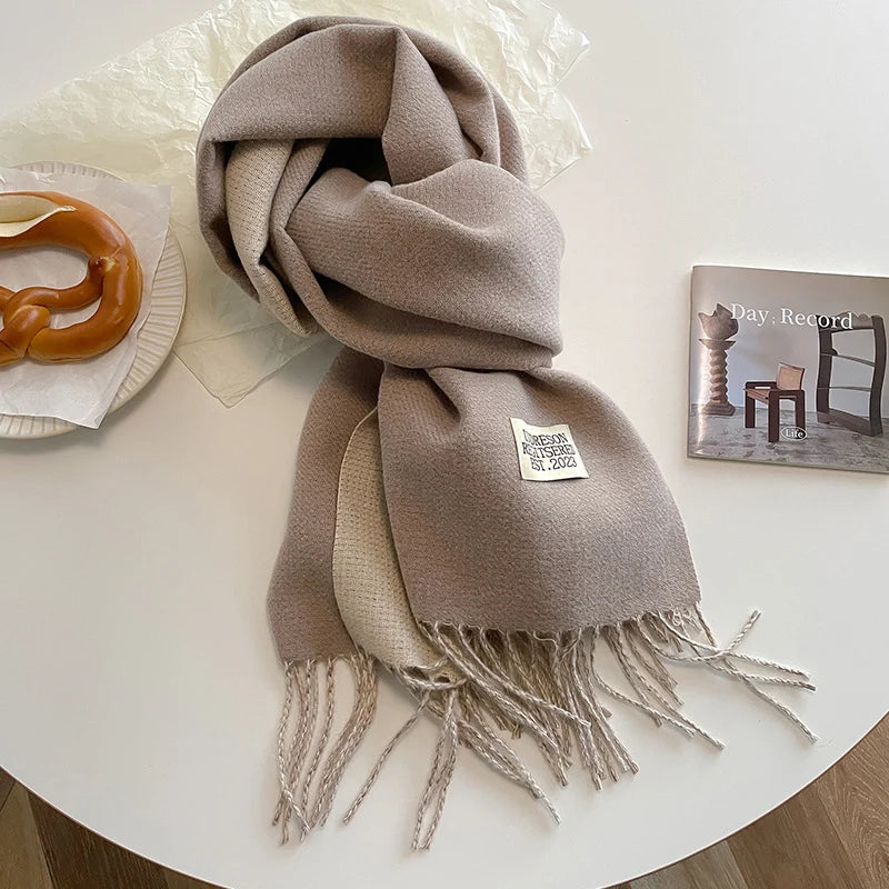 Fashion Solid Cashmere Warm Scarf New Design Pashmina Winter Double Side Diffrent Color Shawl Wraps Bufanda with Tassel Blanket