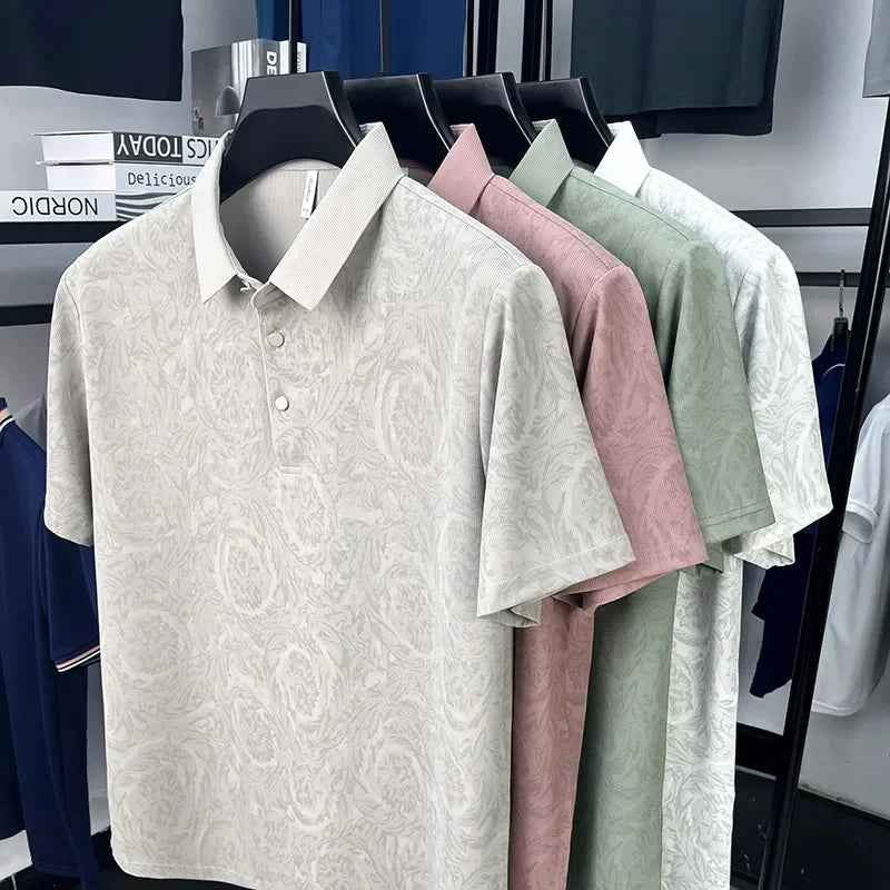 New Men's Business Casual Short Sleeved Shirt Solid Color Polo Shirt Fashionable Breathable Comfortable Versatile Top