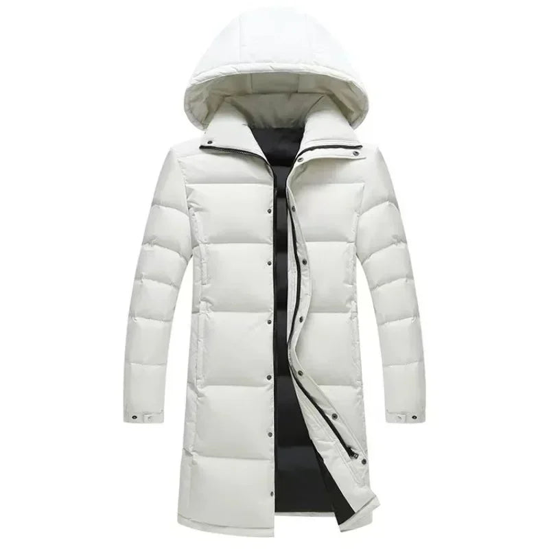 New Winter Duck Down Coats Men Hooded Long Puffer Jackets Unisex Casual Parkas Quality Couples Outdoor Windproof Warm Jackets 3X