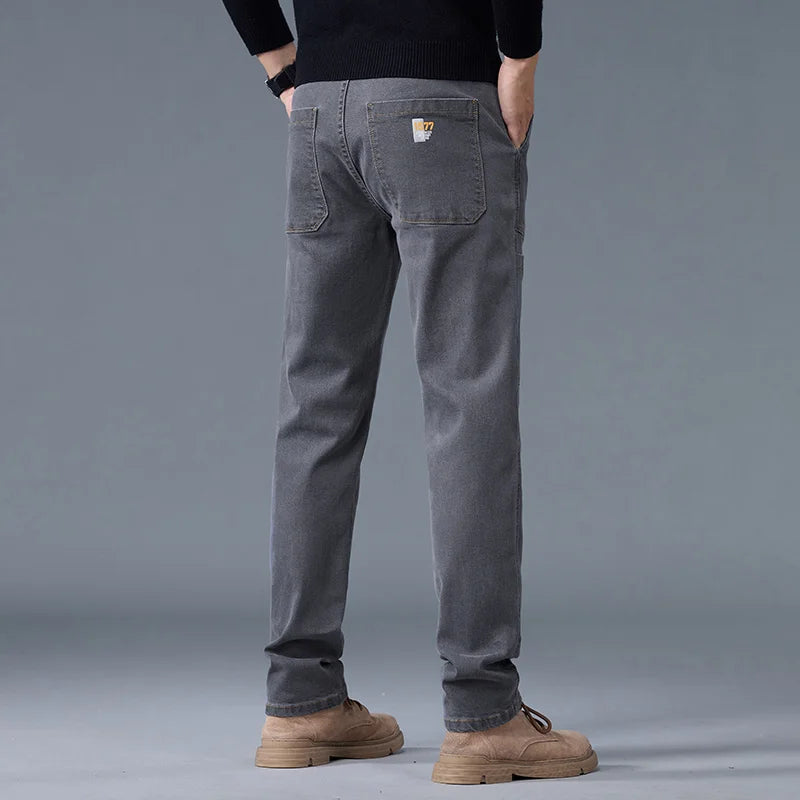 Six‑Pocket Fashion Print Jeans