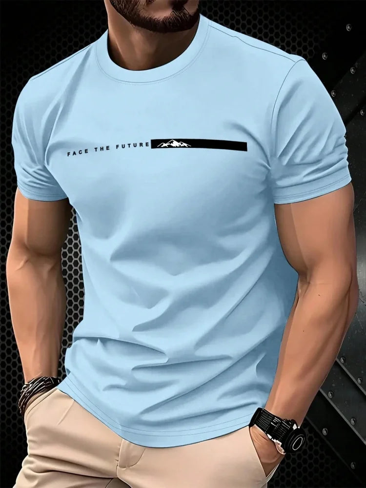 Men’s Oversized Letter‑Print T‑Shirt – Summer Loose Fit Sports Casual Short Sleeve Top