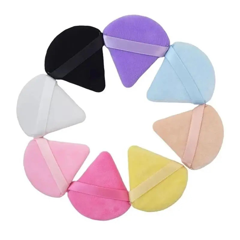10‑Piece Triangle Powder Puff Set – Soft Plush Wet & Dry Makeup Sponges for Foundation & Loose Powder