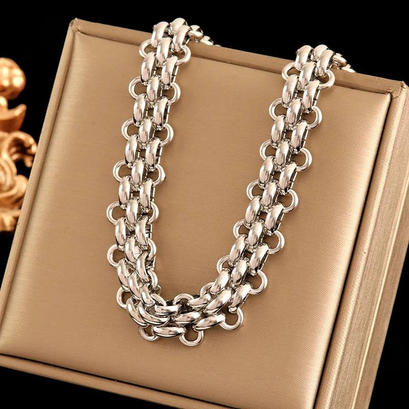 EILIECK 316L Stainless Steel White Chain Necklace For Women Girl Fashion New Party Gift Thick Neck Chain Waterproof Jewelry