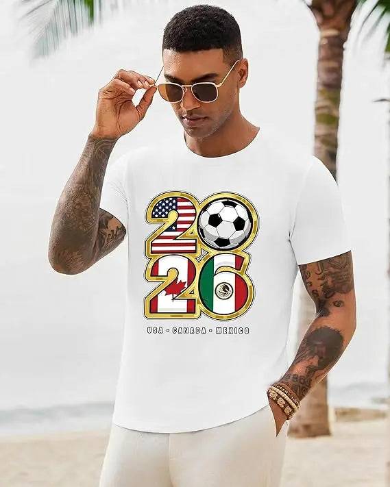2026 Soccer Fan T‑Shirt — North America Flags Graphic Tee USA Canada Mexico Unisex
