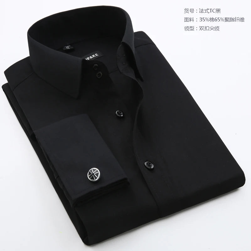 Men’s French Cufflink Slim‑Fit Business Shirt