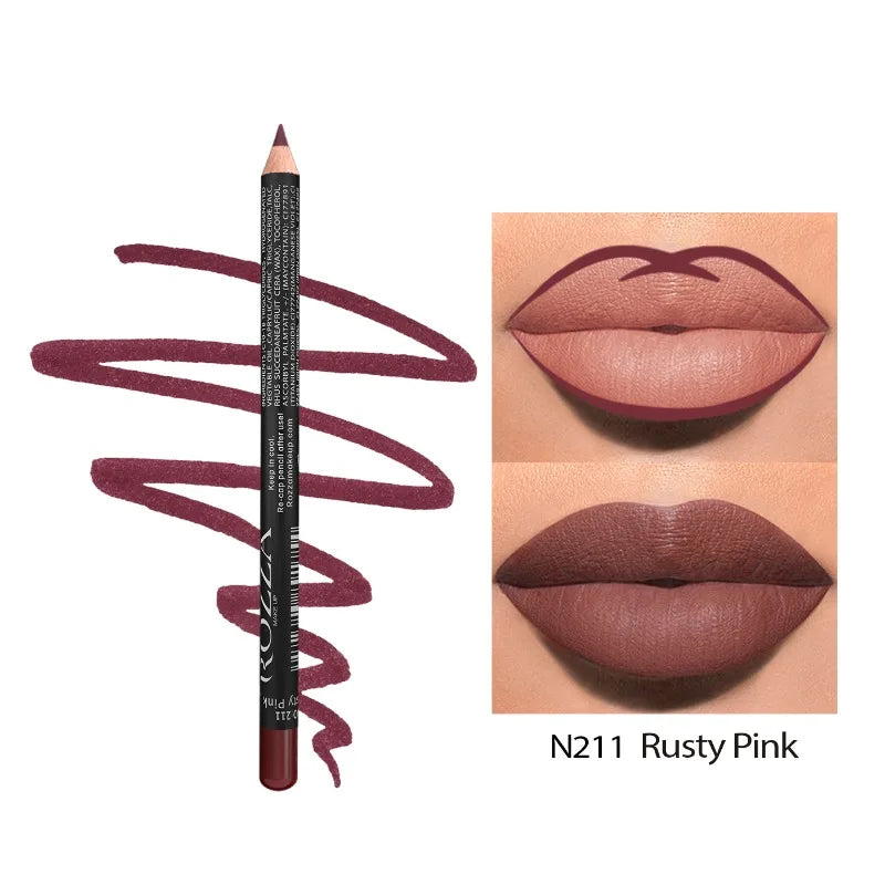 14‑Color Nude Matte Lip Liner Pencil – Long‑Lasting, Waterproof & High‑Pigment Slim Lip Pencil