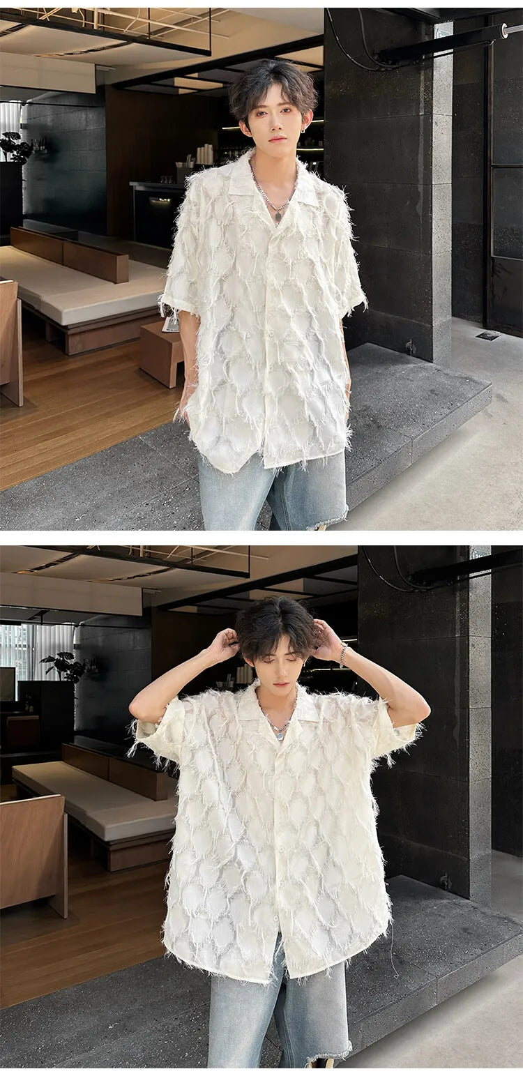 Loose Short‑Sleeve Suit‑Collar Shirt