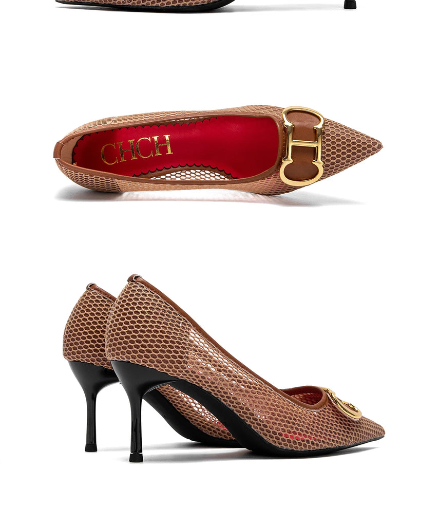 Spring New Hollow Business Women's Shoes 7cm Red Evening Shoes Women's High Heels