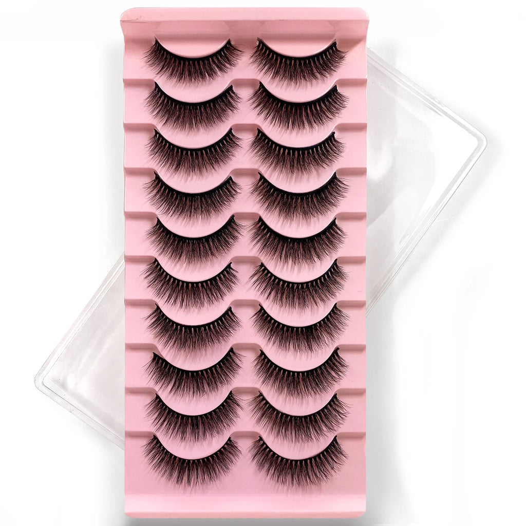 10Pairs Multipack 3D Mink Lashes False Eyelashes Handmade Wispy Fluffy Long Lashes Natural Eye Makeup Tools Eye Lashes H13 E08