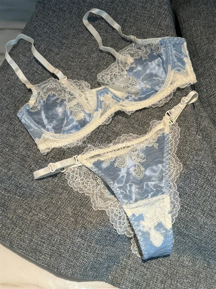 Thin Lace Floral Bra & Panty Set