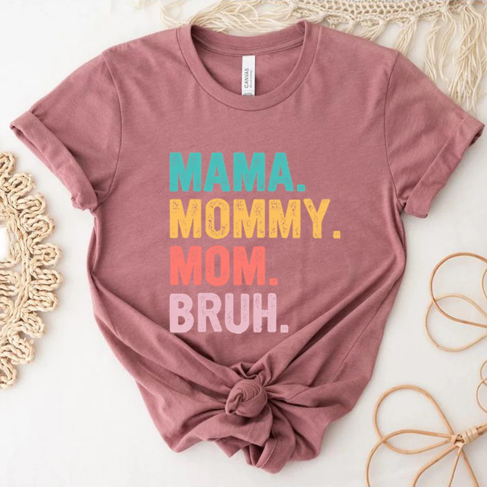 Mama Mommy Mom Bruh T Shirt Mom Shirt Mama Life Shirts Mother's Day T-shirt Women Summer Trendy Short Sleeve Casual Tops