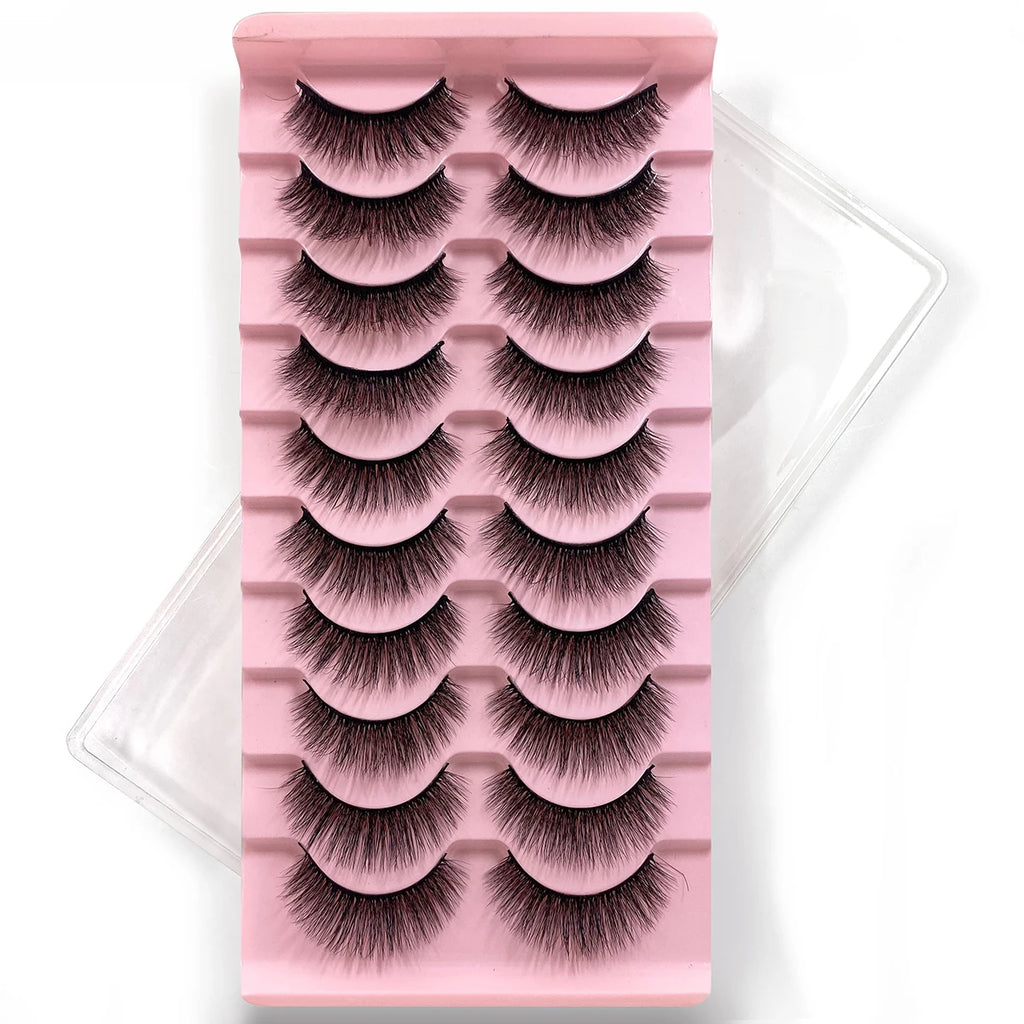 10Pairs Multipack 3D Mink Lashes False Eyelashes Handmade Wispy Fluffy Long Lashes Natural Eye Makeup Tools Eye Lashes H13 E08