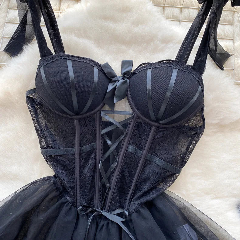 Gauze Spaghetti Strap Wedding Role‑Play Sleepwear