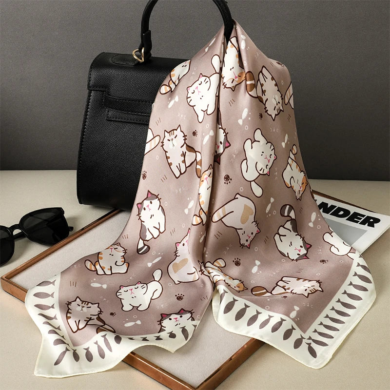 Fashion Scarves for Women Shawl Print Silk Satin Hijab Scarf Female Bandana 70*70cm Luxury Brand Square Shawls Scarfs For Ladies
