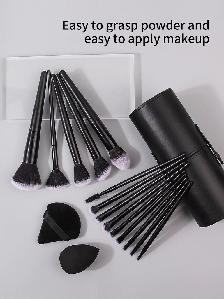Fashion Makeup Brush Set (3–21pcs) – Soft Hair Cosmetic Brushes with Holder, Beauty Egg & Powder Puff