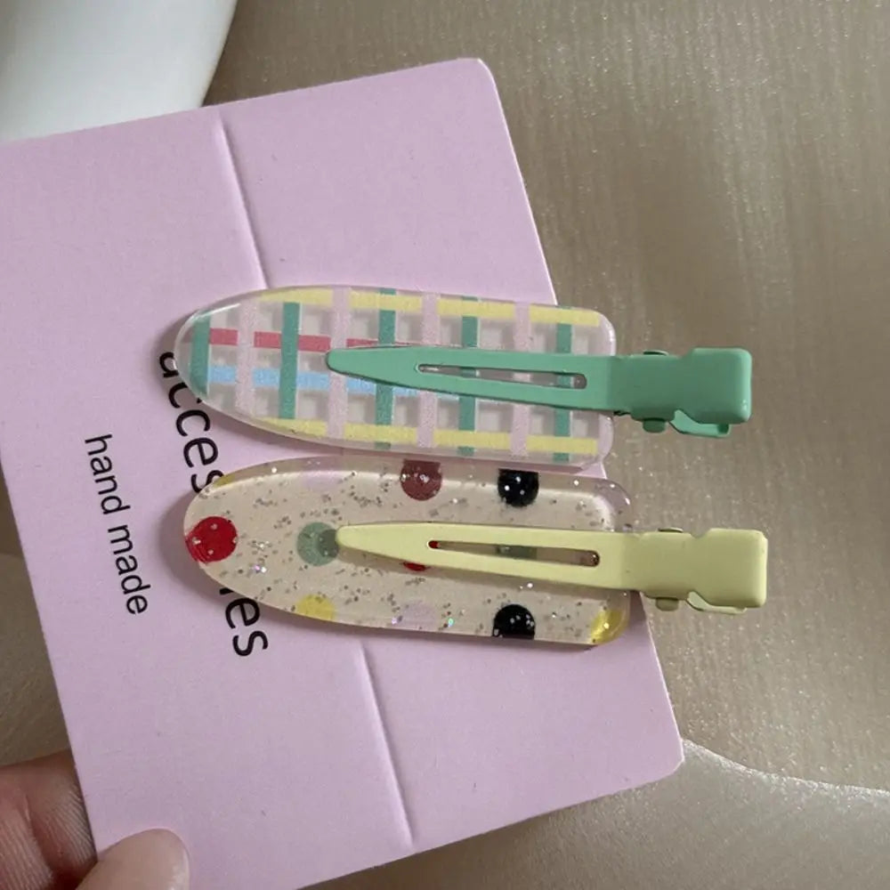 Geometry Traceless Hairpin Cute Cherry Bangs Clip Fruit Hairpin Duckbill Clip Korean Style Makeup Hair Clip Kids