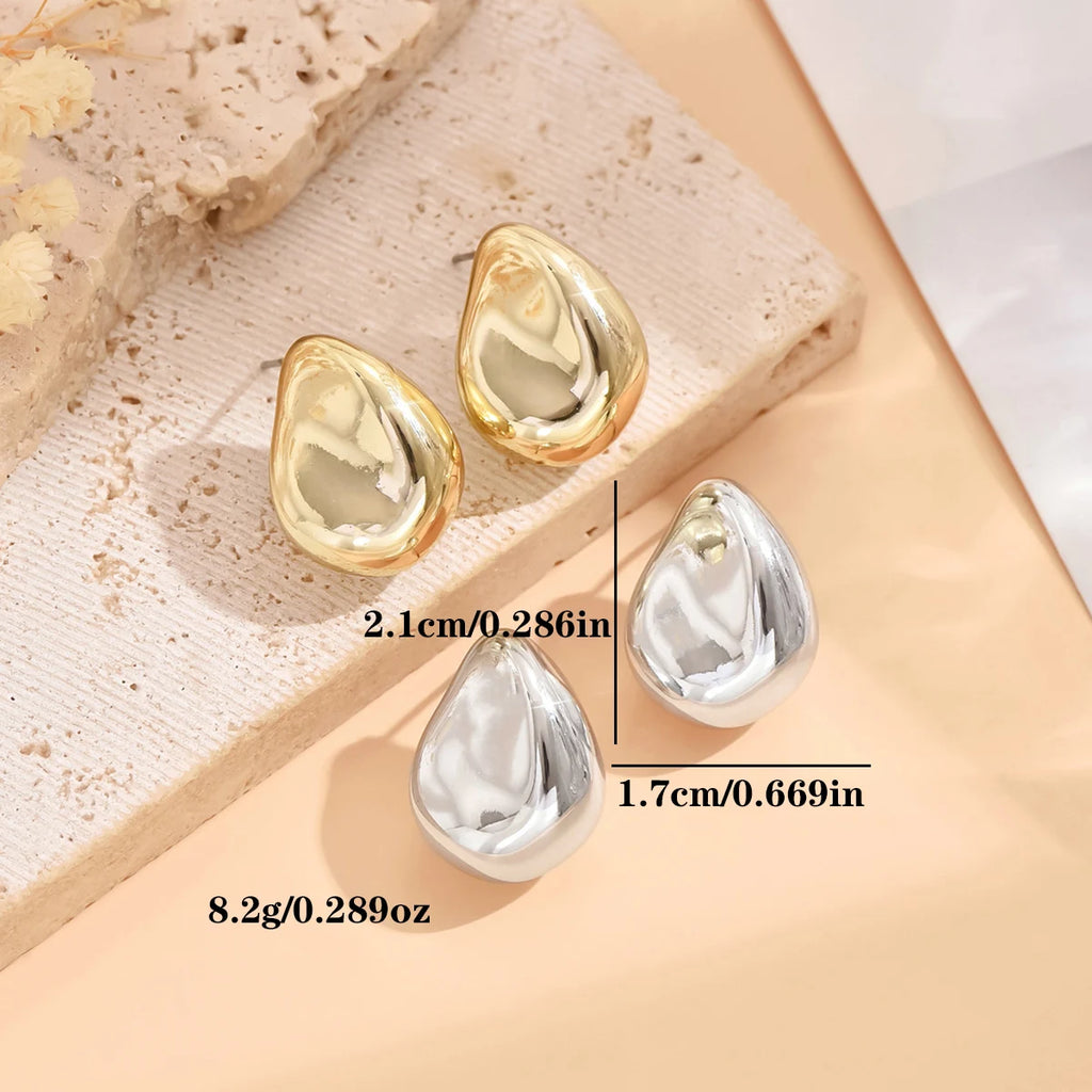 серьги Geometric Irregular Metallic Color Earrings for Women 2024 Minimalist Style Personality Earrings Trendy Jewelry Gift