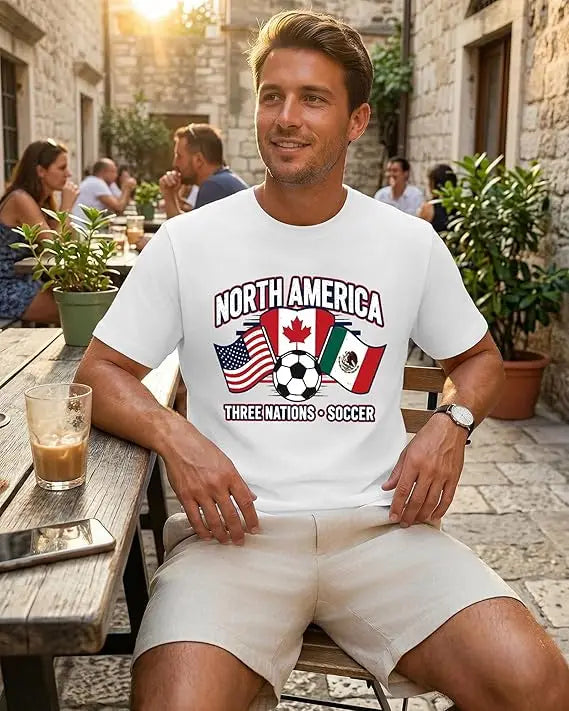 2026 Soccer Fan T‑Shirt — North America Flags Graphic Tee USA Canada Mexico Unisex
