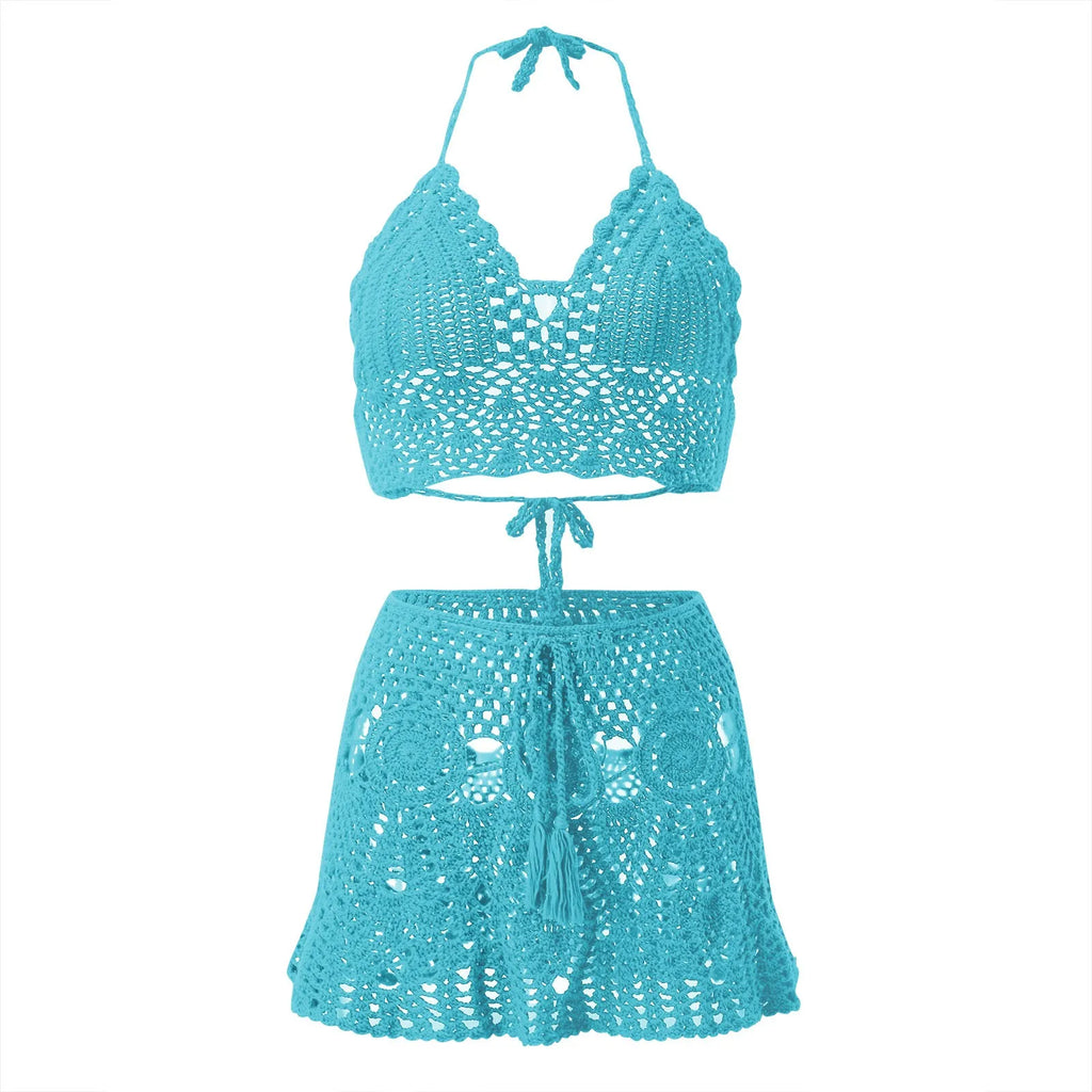 Women’s Crocheted Hollow‑Out Bikini Set – Two‑Piece Summer Swimwear, Beachwear Biquini