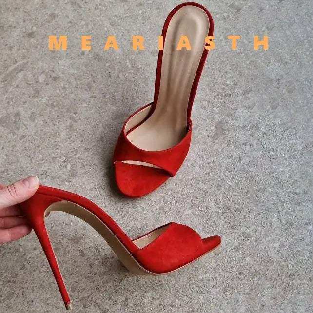 Red Patent Leather High‑Heel Mules for Women
