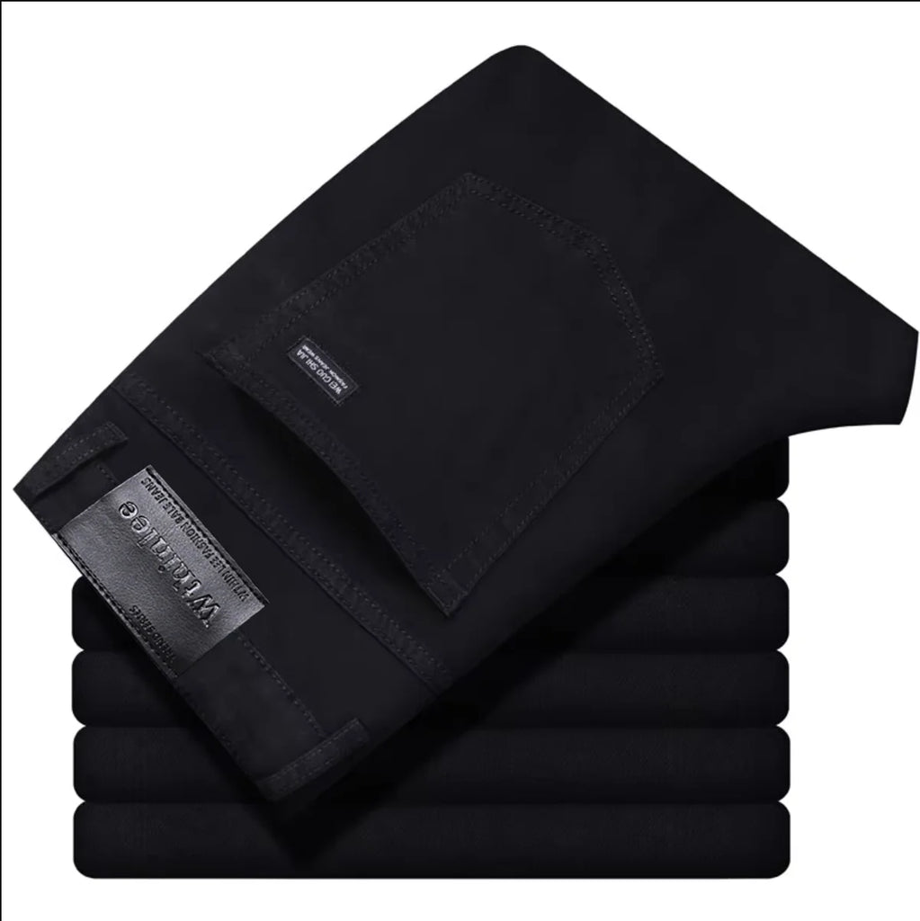 Men’s Straight Stretch Jeans – Business‑Casual Work Denim Pants | Classic Blue & Black