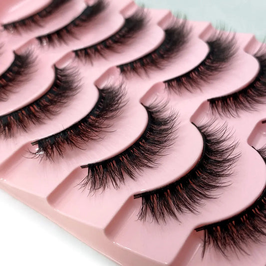 10Pairs Multipack 3D Mink Lashes False Eyelashes Handmade Wispy Fluffy Long Lashes Natural Eye Makeup Tools Eye Lashes H13 E08
