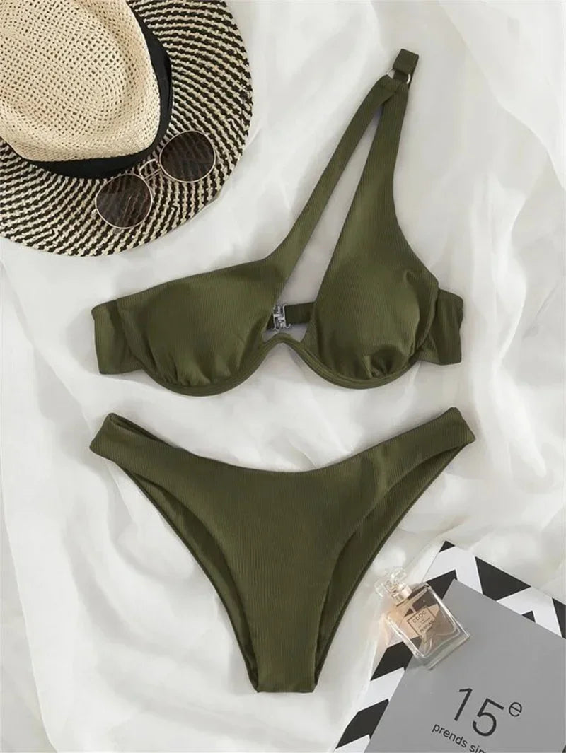 One‑Shoulder Push‑Up Micro Bikini