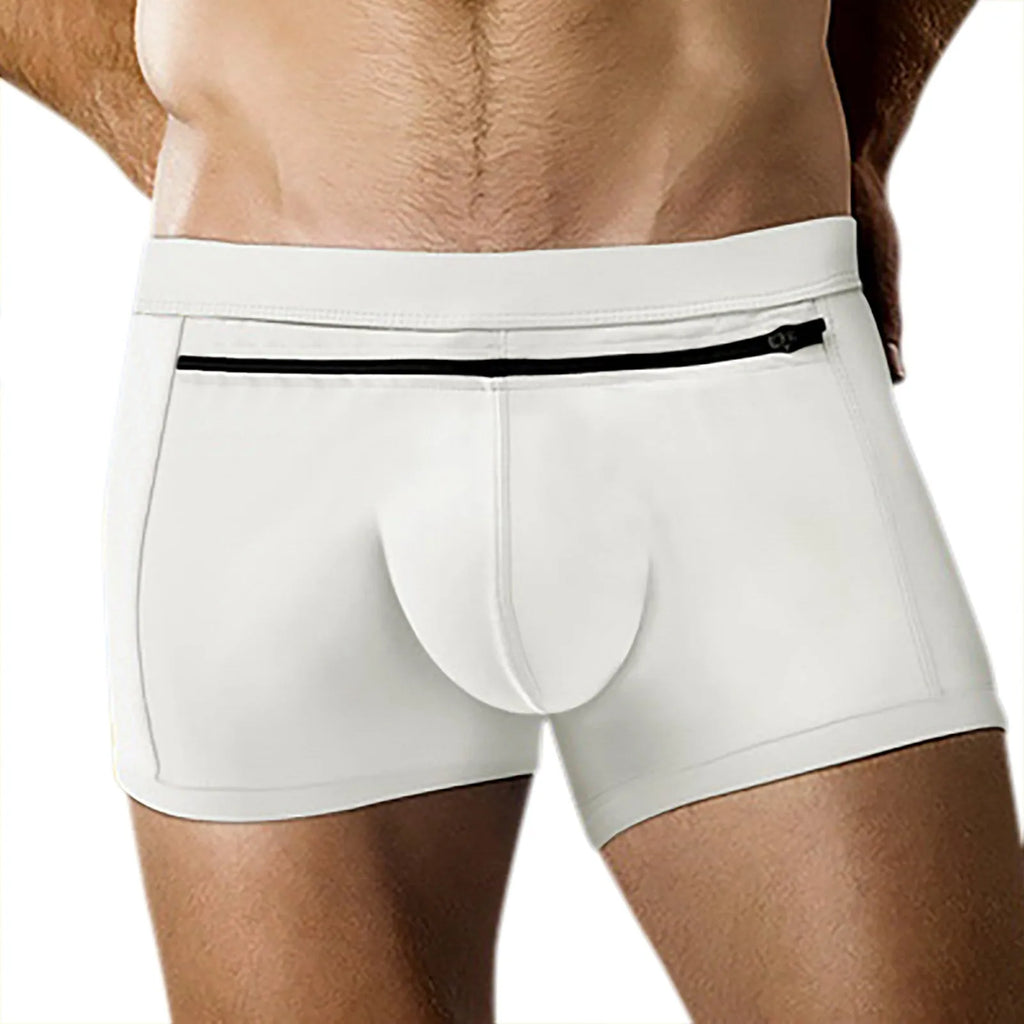 Men’s Summer Swim Boxer Shorts – Breathable Zipper‑Design Sporty Swimming Trunks Beachwear