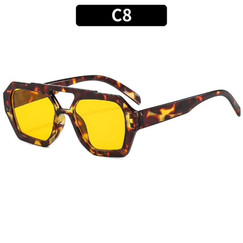 2025 Retro Double Bridge Fashion Sunglasses Women's Luxury Light Rhombus Women Sun Glasses Ins Trending Sun Shades UV400
