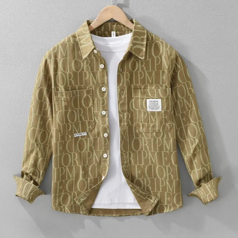 Print Long‑Sleeve Polo‑Neck Shirt