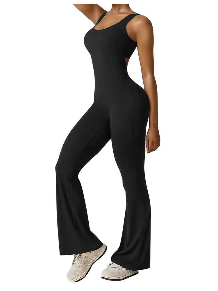 2025 Spring and Summer New Women's Slim Hip Lifting One-piece U Neck Sexy Backless Sleeveless Sports Yoga Clothing