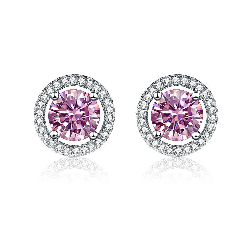 JoyceJelly Unisex Sterling Silver 925 Jewelry 2X1CT 6.5mm GRA Moissanite Stud Earrings for Men Women Lab Diamond Ear-studs Gift