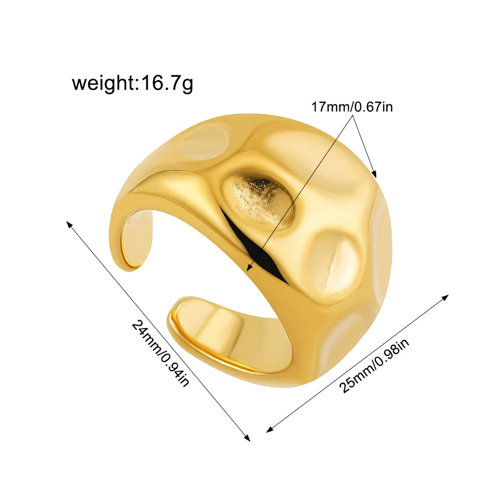 Vintage Stainless Steel Rings for Women Punk Chunky Irregular Smooth Adjustable Open Ring Jewelry Weddings Gifts