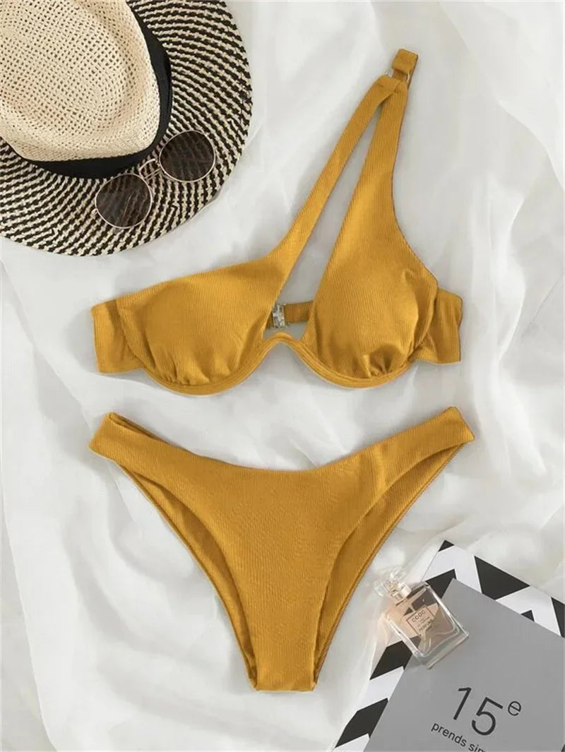 One‑Shoulder Push‑Up Micro Bikini