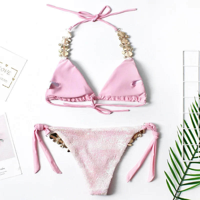 Shiny Sequins Rhinestone Diamond Bikini