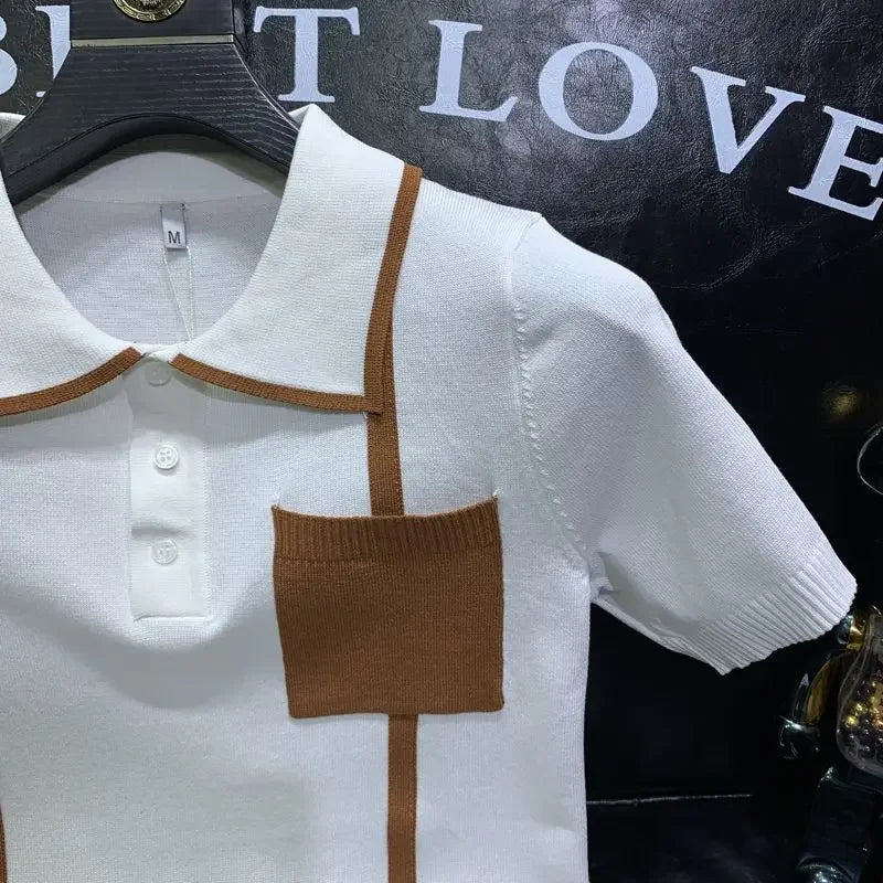 Knitted Short‑Sleeve Polo Shirt