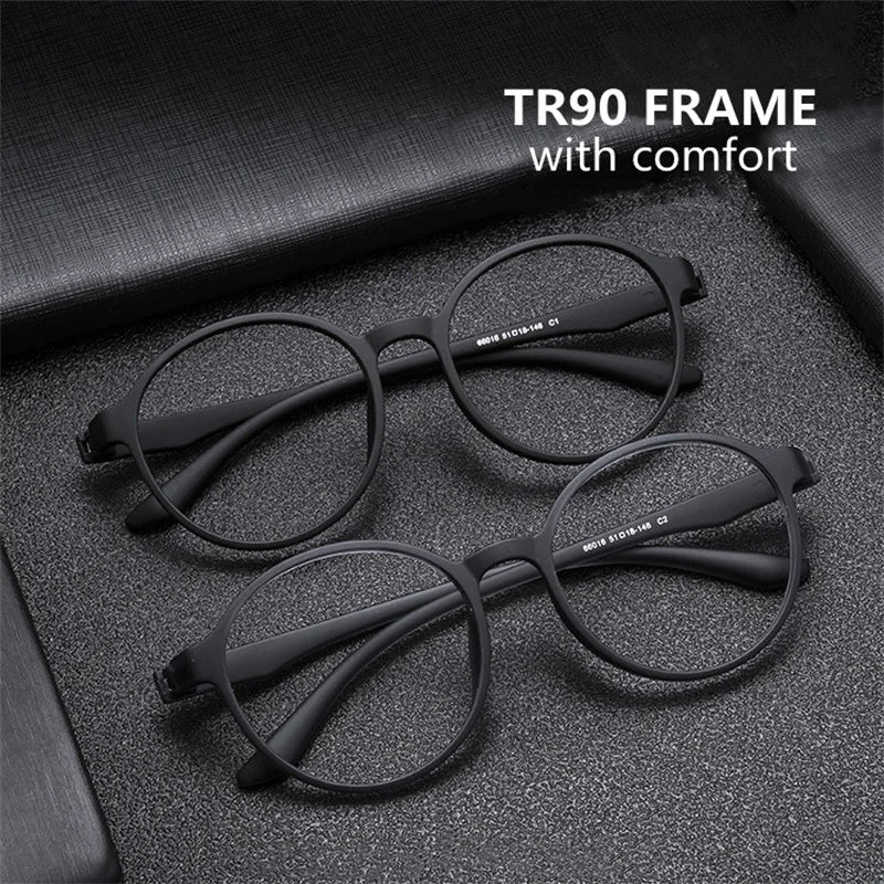 Ultralight TR90 Computer Anti Blue Light Eye Protection Glasses for Women and Men Retro Screw Free Design Round Reading Glasses
