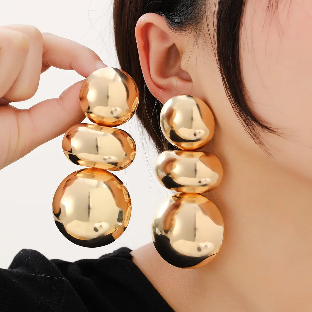 Retro Exaggerated Geometric Round Earrings for Women