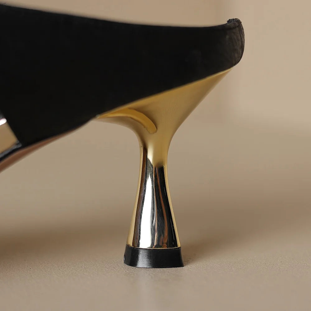 Pointed Toe Pearl Slingback Sandals