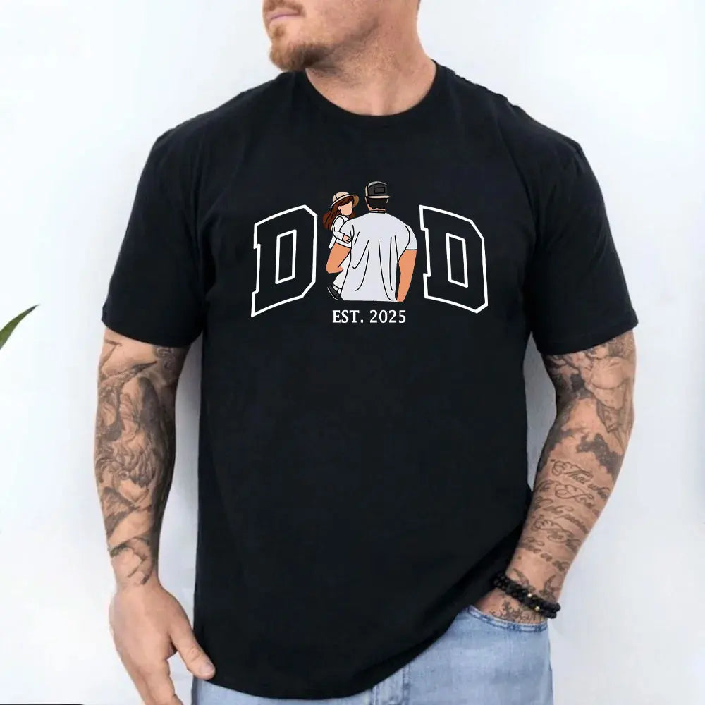 Personalized Father’s Day Shirt for Men – Custom Dad Portrait Family Design Cotton Tee