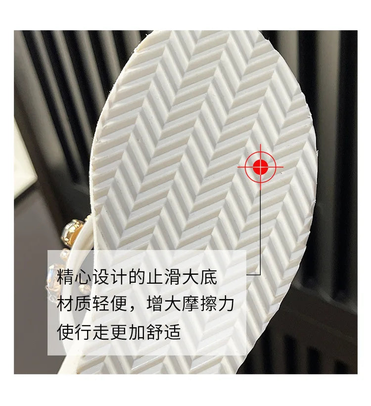 Women’s High Heeled Flip Flops — Diamond Slope Heel Slippers Elegant Beach Sandals
