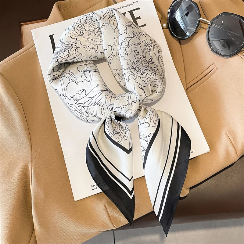 Fashion Scarves for Women Shawl Print Silk Satin Hijab Scarf Female Bandana 70*70cm Luxury Brand Square Shawls Scarfs For Ladies