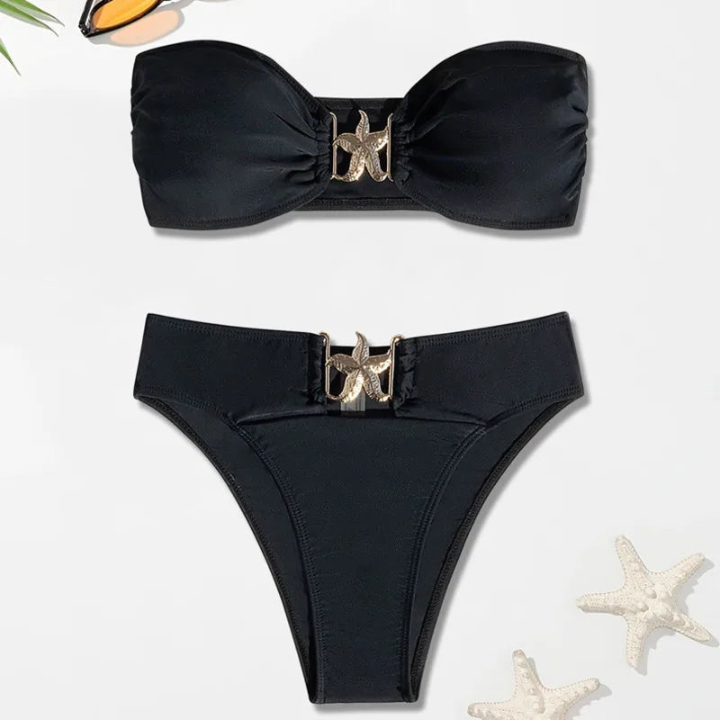 Women’s Black Brazilian Bikini – Push‑Up Two‑Piece Swimsuit, Sexy Summer Beachwear SetSexy Black Bikinis Women's Swimwear Female Swimsuit For Swimming Wear Bathing Suits Brazilian Bikini Set Beachwear Pool Bather