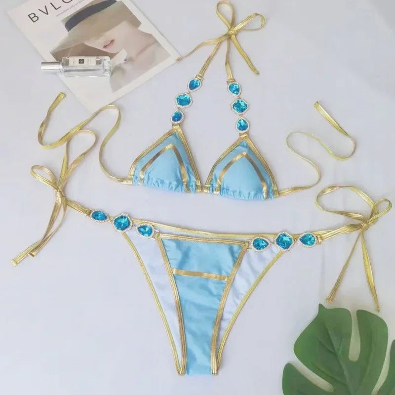 Halter Crystal Rhinestone Bikini