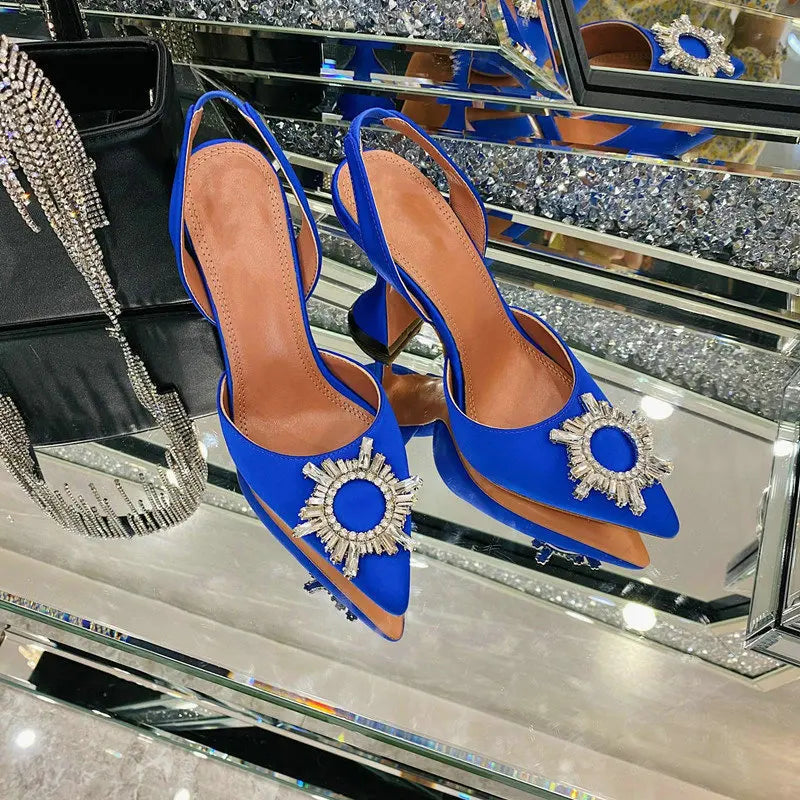Silk Bow Rhinestone High Heels