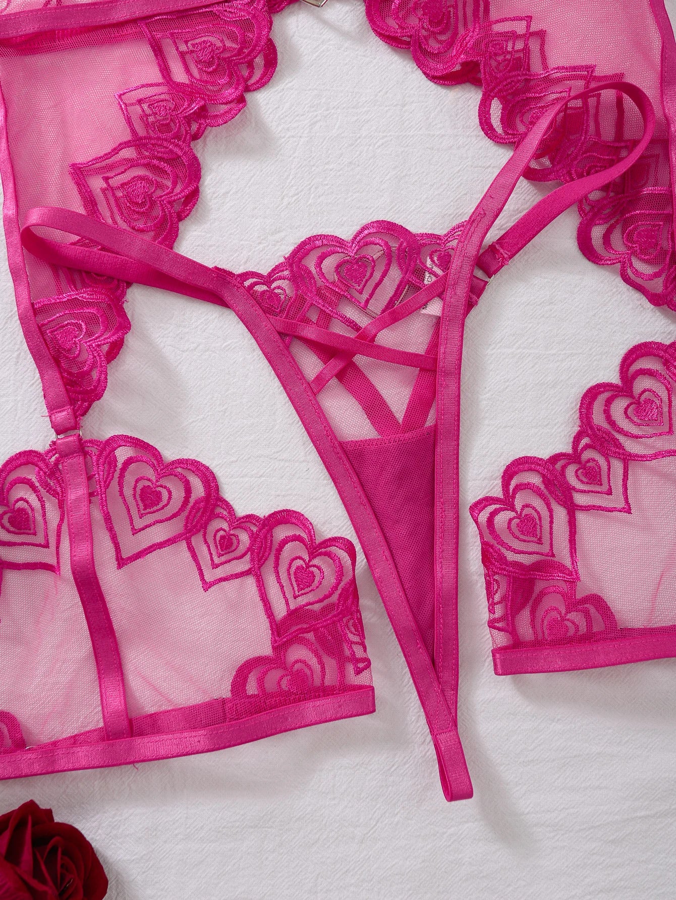 MUZISKAT Love Embroidery Lace Lingerie Set